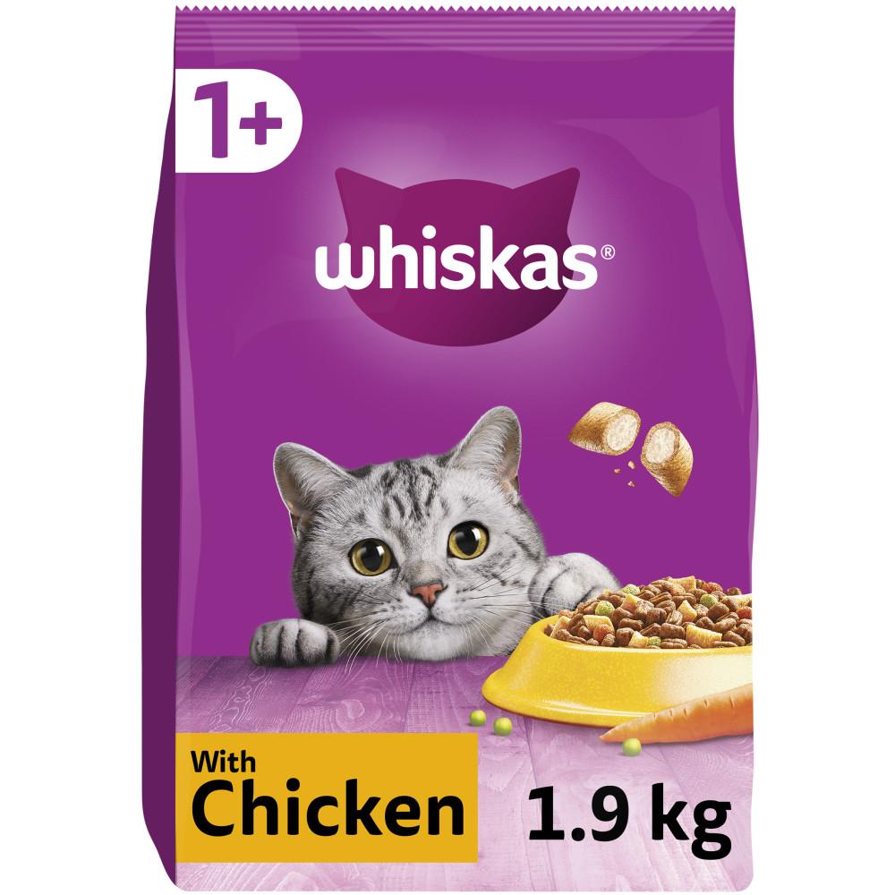WHISKAS 1+ Adult Cat Dry Food with Chicken - 1.9kg