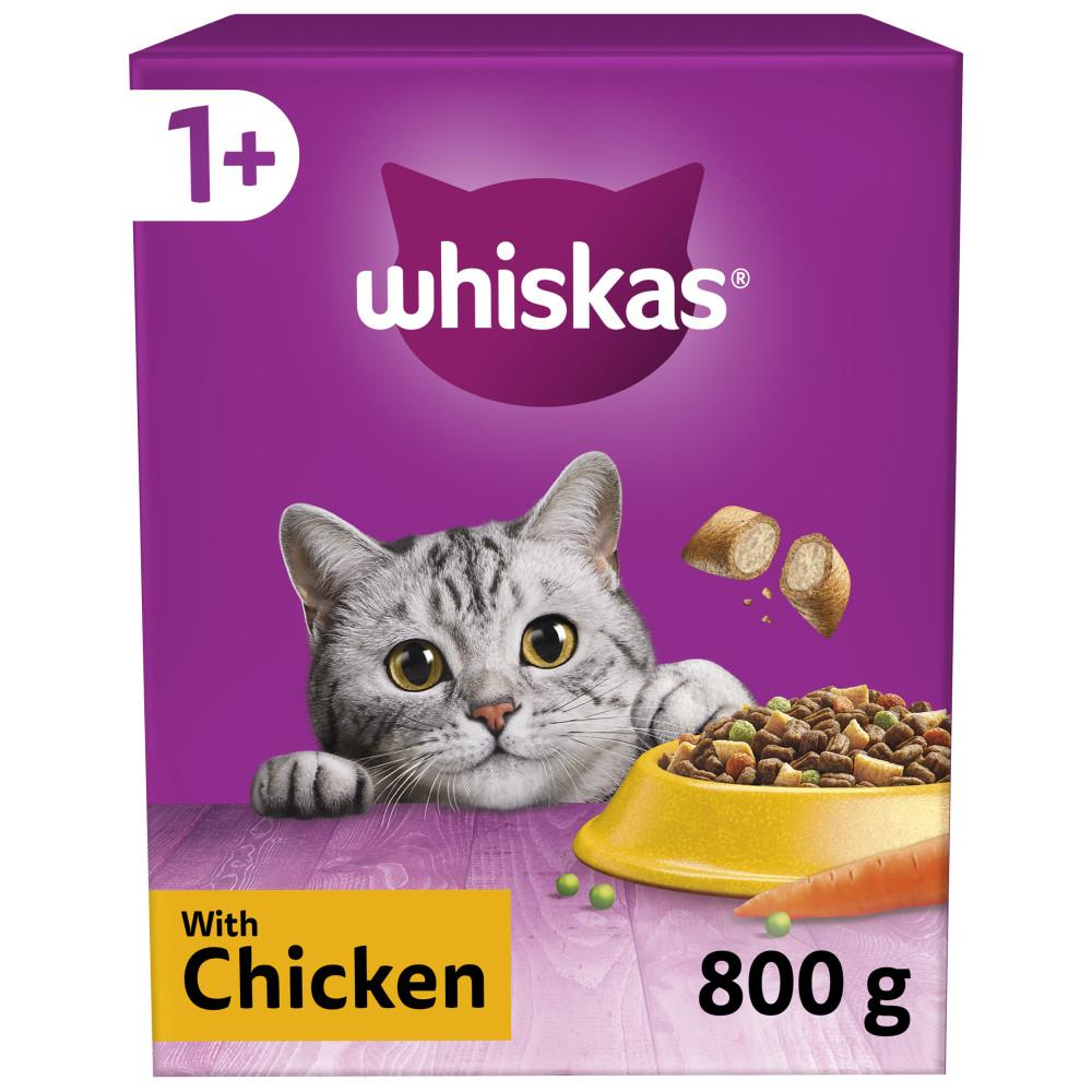 WHISKAS 1+ Adult Cat Dry Food with Chicken - 800g