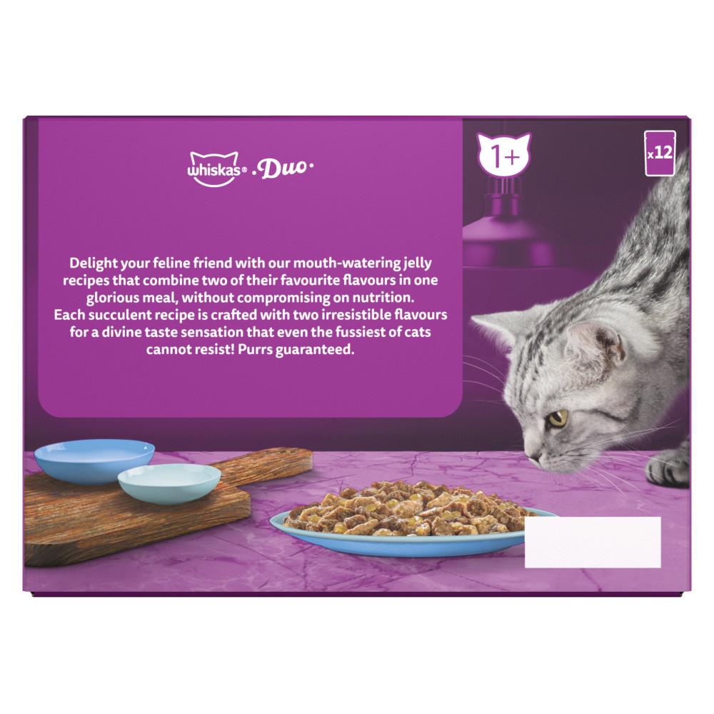 WHISKAS 1+ Duo Ocean Delights Adult Wet Cat Food in Jelly Pouches - 12 x 85g