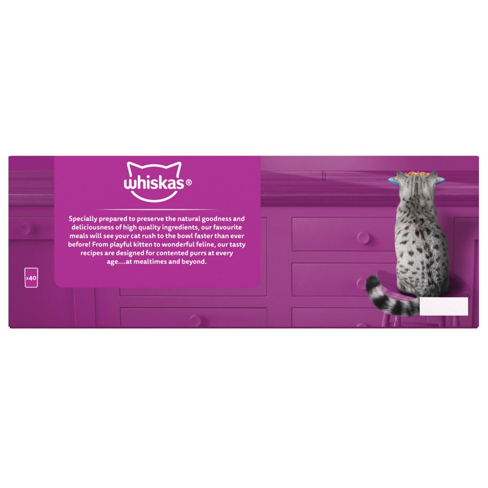 WHISKAS 1+ Fish Favourites Adult Wet Cat Food in Jelly Pouches - 40 x 85g