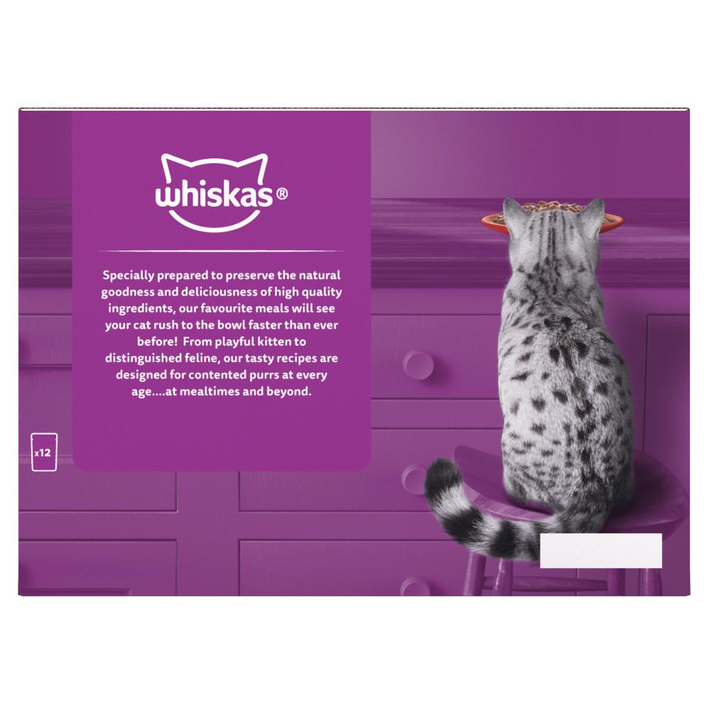 WHISKAS 1+ Meaty Meals Adult Wet Cat Food Pouches in Gravy - 12 x 85g