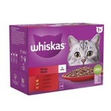 WHISKAS 1+ Meaty Meals Adult Wet Cat Food in Jelly Pouches - 12 x 85g