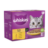 WHISKAS 1+ Poultry Feasts Senior Wet Cat Food in Gravy Pouches - 12 x 85g