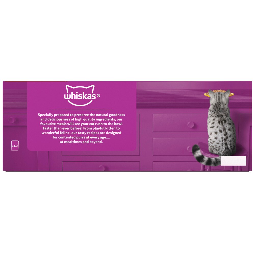 WHISKAS 1+ Poultry Feasts Adult Wet Cat Food Pouches in Jelly - 40 x 85g