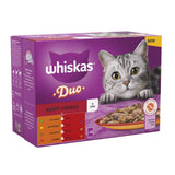 WHISKAS 1+ Duo Meaty Combos Adult Wet Cat Food in Jelly Pouches 12 x 85g