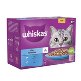 WHISKAS 11+ Fish Favourites Senior Wet Cat Food in Jelly Pouches - 12 x 85g