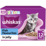 WHISKAS Kitten Fish Favourites Wet Cat Food in Jelly Pouches - 12 x 85g(