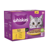 WHISKAS 7+ Poultry Feasts Senior Wet Cat Food in Gravy Pouches - 12 x 85g