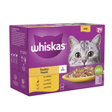 WHISKAS 7+ Poultry Feasts Senior Wet Cat Food in Jelly Pouches - 12 x 85g