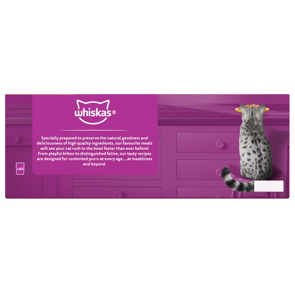 WHISKAS 7+ Poultry Feasts Senior Wet Cat Food Pouches in Jelly - 40 x 85g