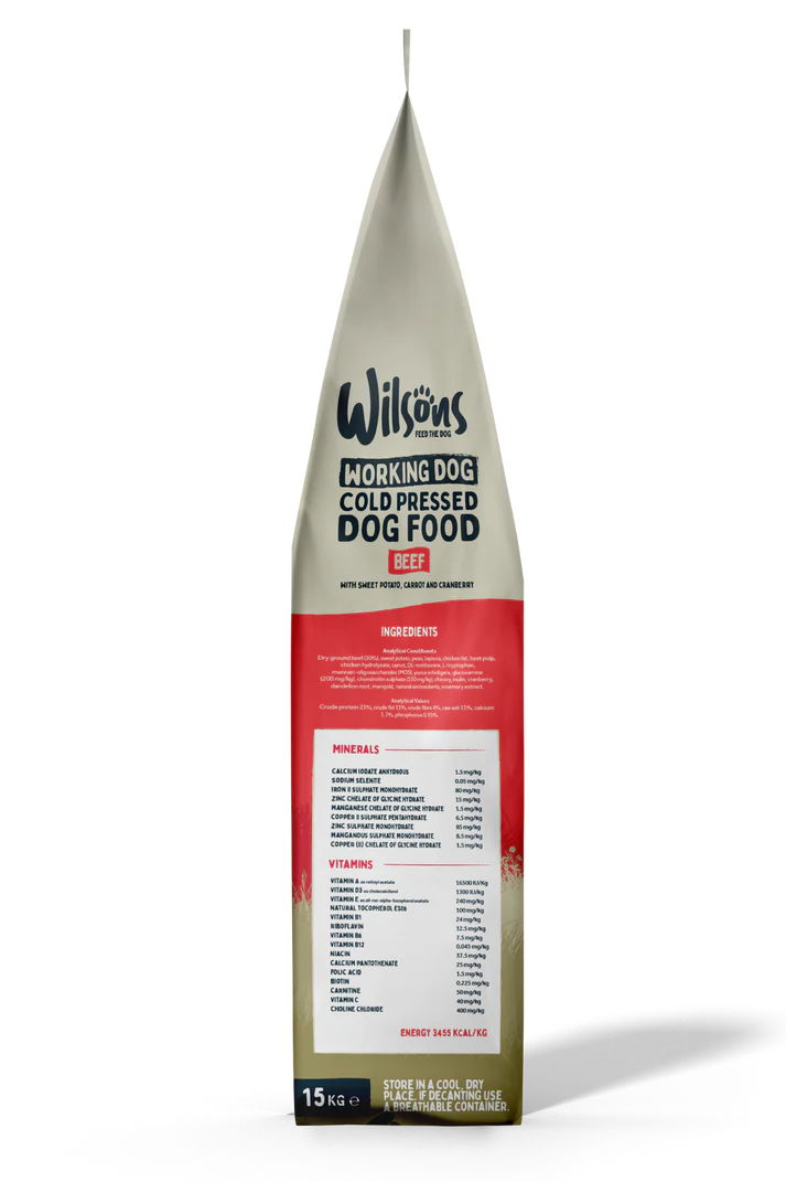 Wilsons Cold Pressed Beef Working Dry Dog Food - 15kg
