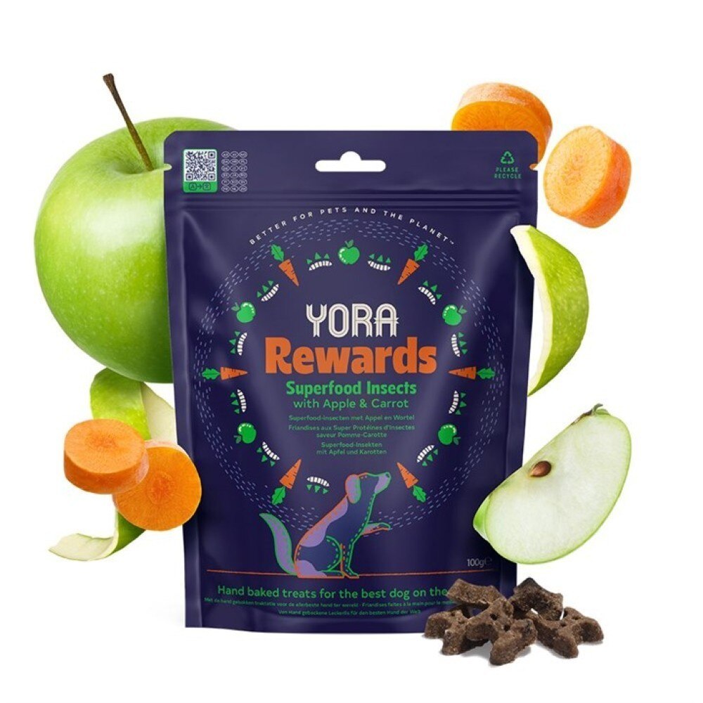 YORA Insect Protein Rewards Carrot & Apple Dog Treats - 100g